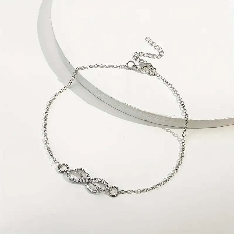 Mother's Day Infinity 8 Character Thin Chain Anklet Adjustable Summer Beach Foot Jewelry Decor Simple Style Ankle Bracelet-Engravingift