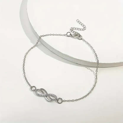 Mother's Day Infinity 8 Character Thin Chain Anklet Adjustable Summer Beach Foot Jewelry Decor Simple Style Ankle Bracelet-Engravingift