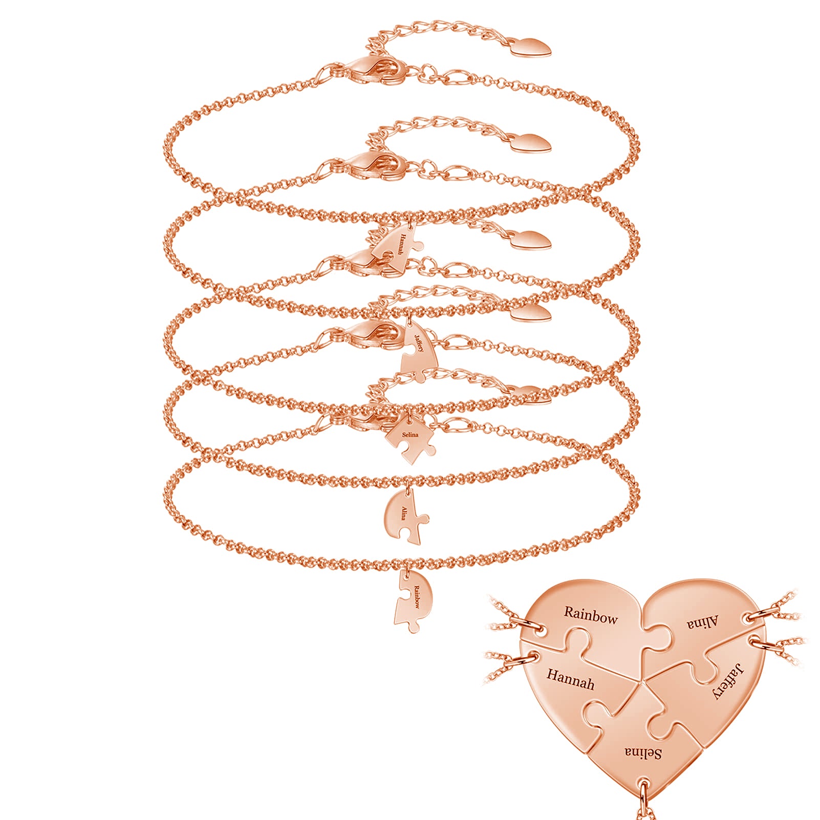 Family/Sibling/Friend Gift Personalized Heart Puzzle Pieces Necklace
