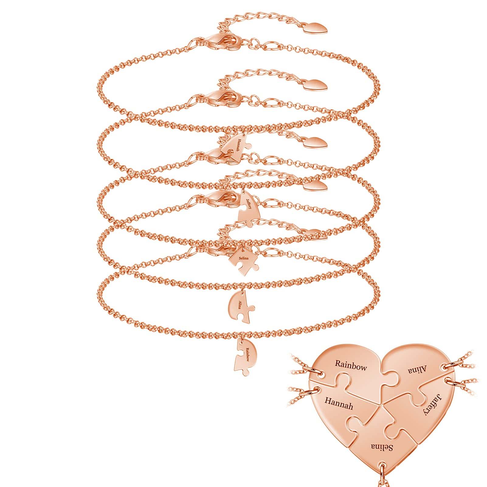 Family/Sibling/Friend Gift Personalized Heart Puzzle Pieces Necklace