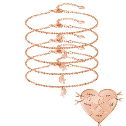 Family/Sibling/Friend Gift Personalized Heart Puzzle Pieces Necklace