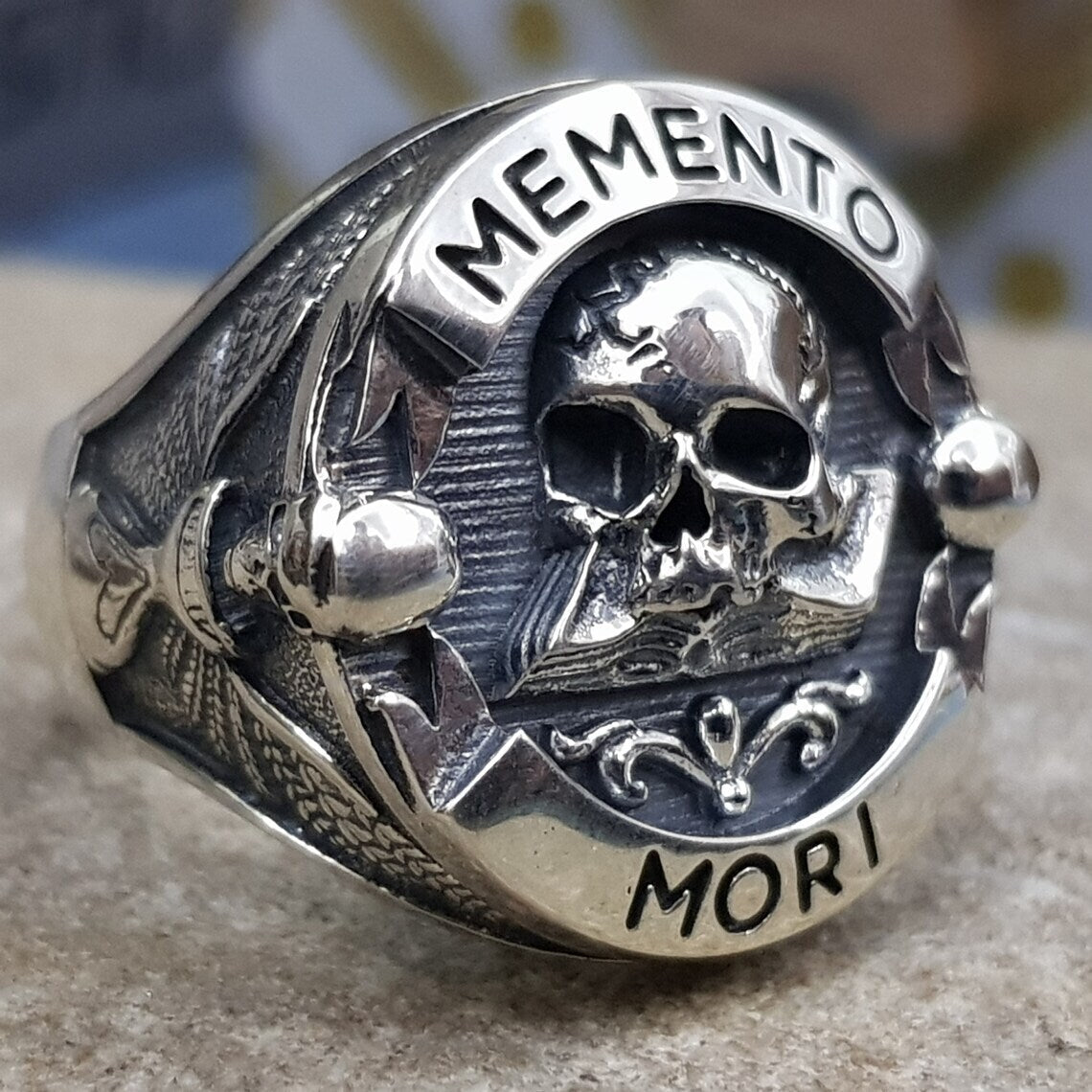 Handcrafted Sterling Silver Skull Ring Halloween Jewelry Reminder