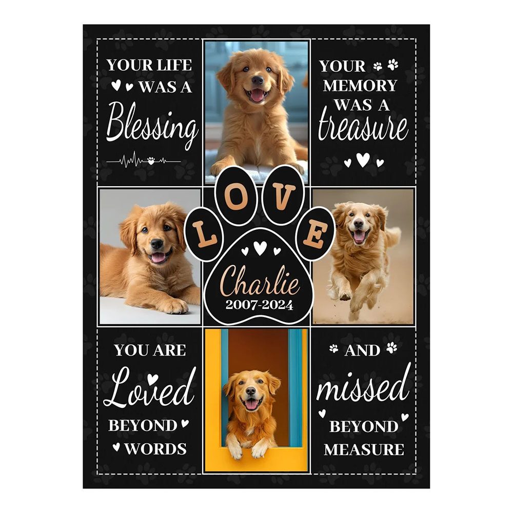 Custom Pet Photo Fleece Blanket-