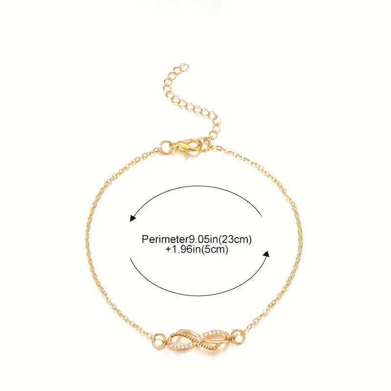 Mother's Day Infinity 8 Character Thin Chain Anklet Adjustable Summer Beach Foot Jewelry Decor Simple Style Ankle Bracelet-Engravingift