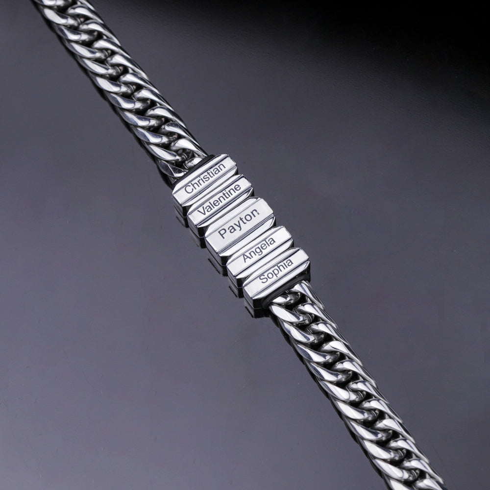 Christmas Gift Cuba Link Men's Bracelet With Personalized Beads
