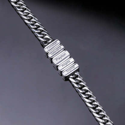 Christmas Gift Cuba Link Men's Bracelet With Personalized Beads