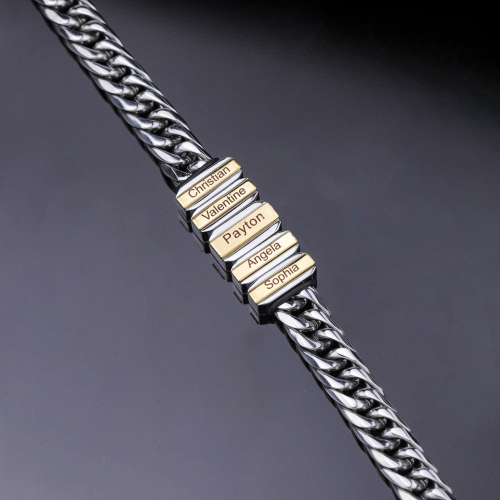 Christmas Gift Cuba Link Men's Bracelet With Personalized Beads