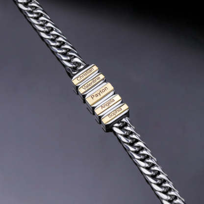 Christmas Gift Cuba Link Men's Bracelet With Personalized Beads