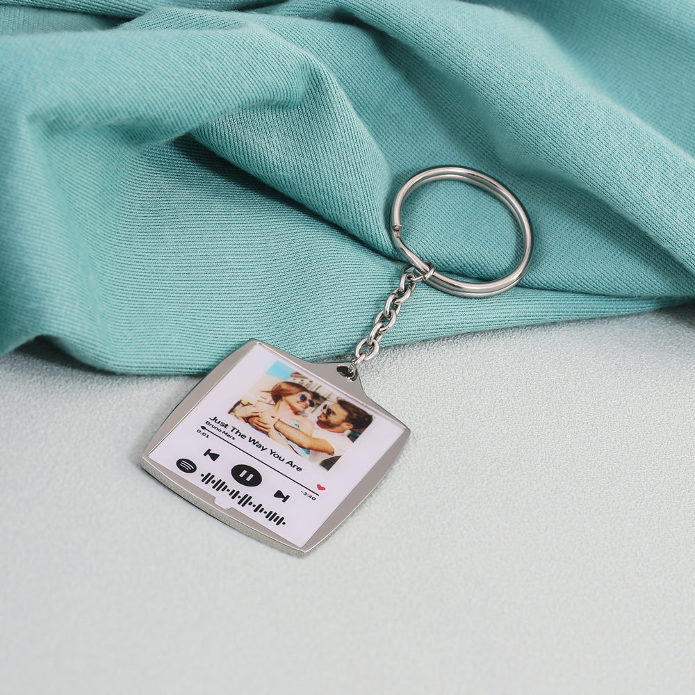 Father's Day Gift Personalized custom name + picture keychain-Engravingift