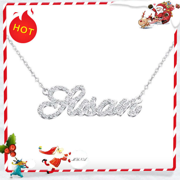 Christmas Gift Sparkling Diamond Personalized Name Necklace