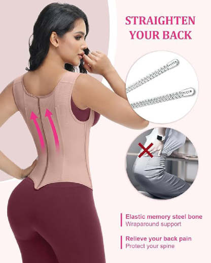 Waist Trainer for Women Body Shaper Corset Vest Tank Top with Steel Bones