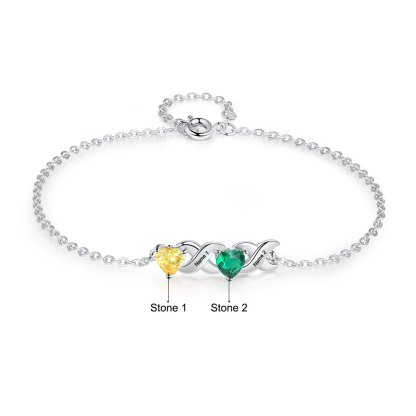 Christmas Gift Personalized Heart birthstone Infinity Family Bracelet