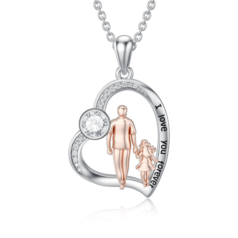 Father Daughter Heart Pendant Necklace from Dad Gift for Daughter