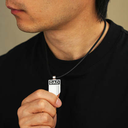 Father's Day Gift DAD Engraved Shield Pendant Necklace