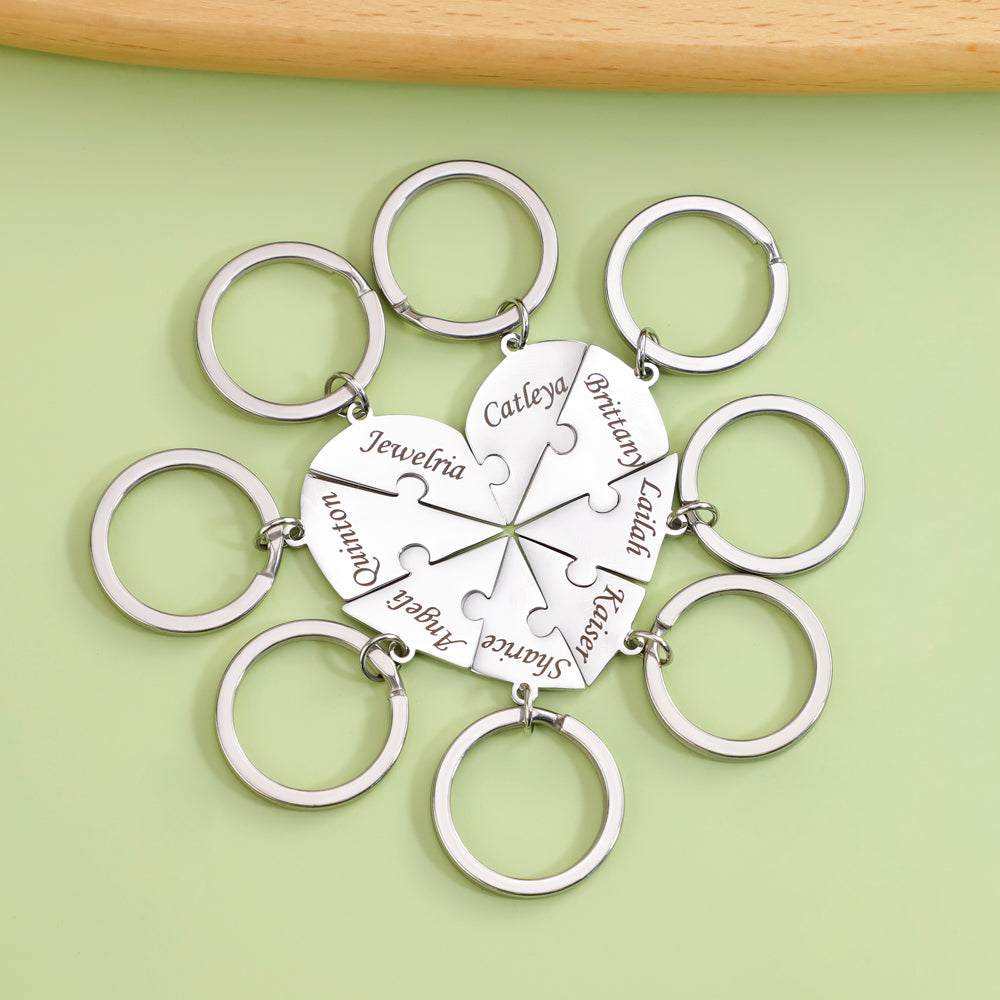 Christmas Gift Family/Sibling/BFF Gift Personalized Heart Puzzle Pieces Necklace or Keychain