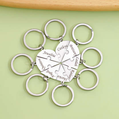 Christmas Gift Family/Sibling/BFF Gift Personalized Heart Puzzle Pieces Necklace or Keychain