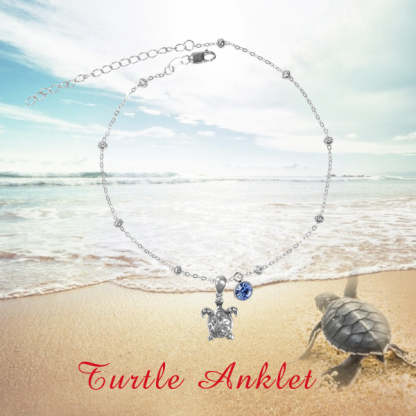 Sterling Silver Personalized Filigree Turtle Orca Whale Single Layer Anklet Bracelet