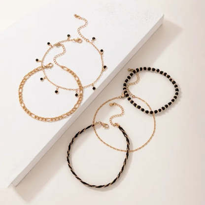 Mother's Day Summer Beach Style Anklet Set Adjustable Foot Jewelry Bohemian Multilayer Ankle Chain Bracelet-Engravingift