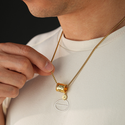  Personalized Dad Engraved Bead Necklace
