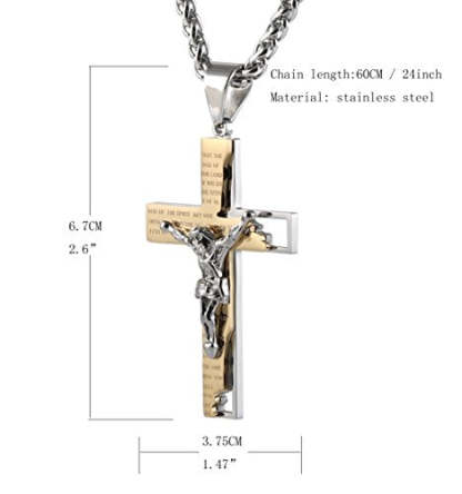 Men's Cross Crucifix Bible Prayer Pendant Necklace