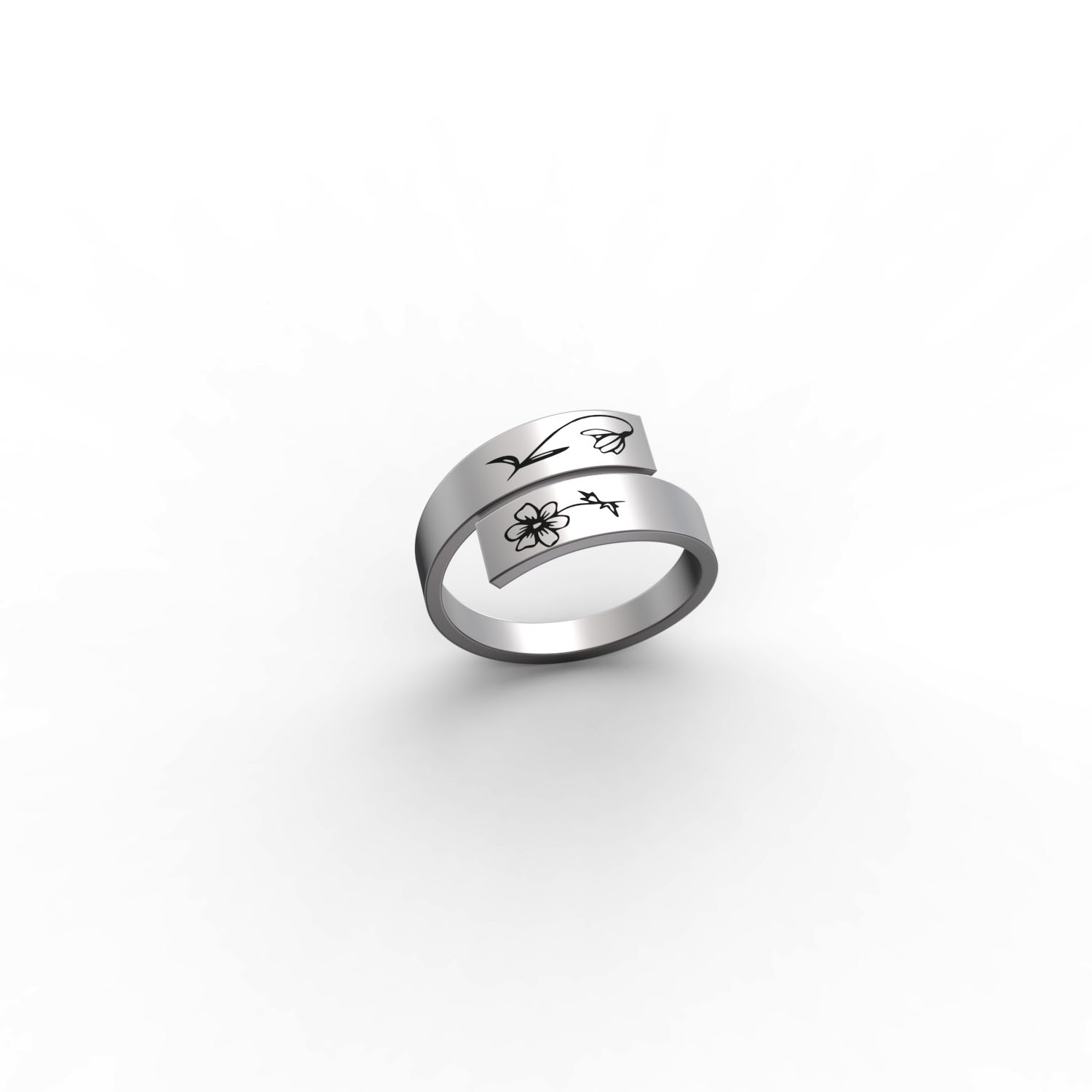 Personalized Birth Flower Adjustable Stackable Ring for Women