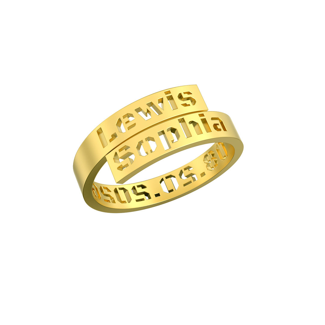 Custom Dual Names & Special Date Adjustable Couple Ring