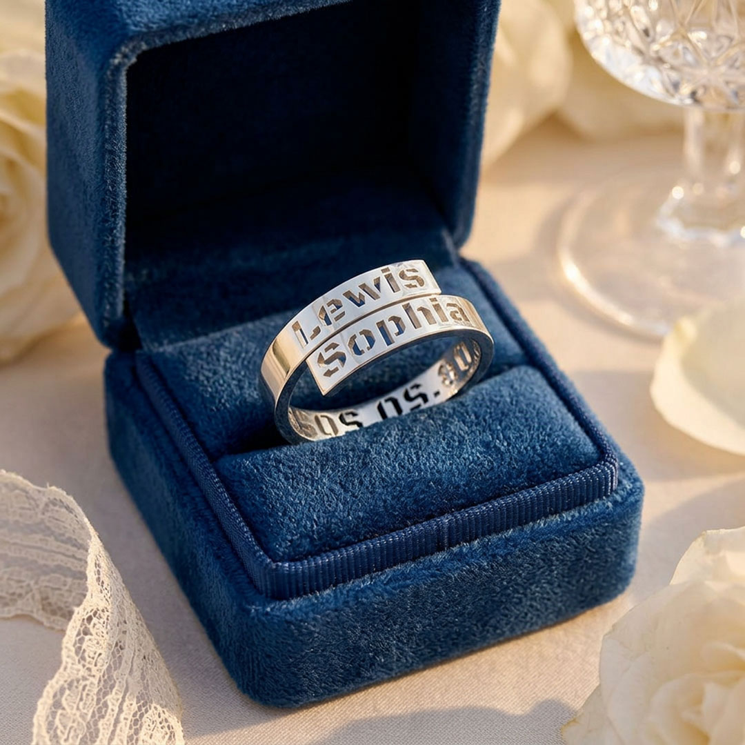 Custom Dual Names & Special Date Adjustable Couple Ring