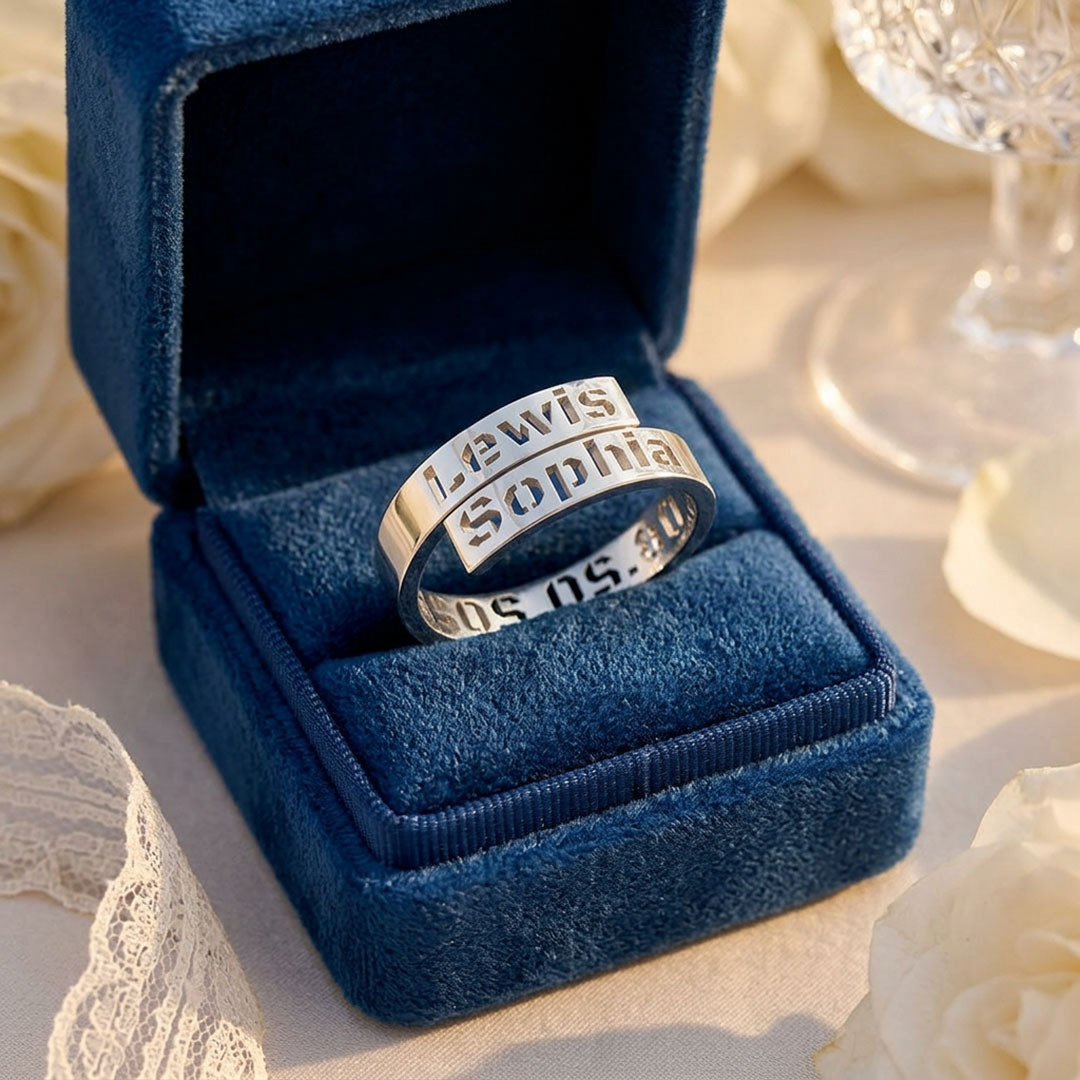 Custom Dual Names & Special Date Adjustable Couple Ring