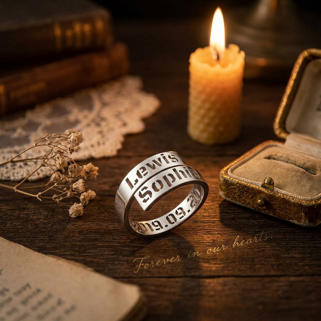 Custom Dual Names & Special Date Adjustable Couple Ring