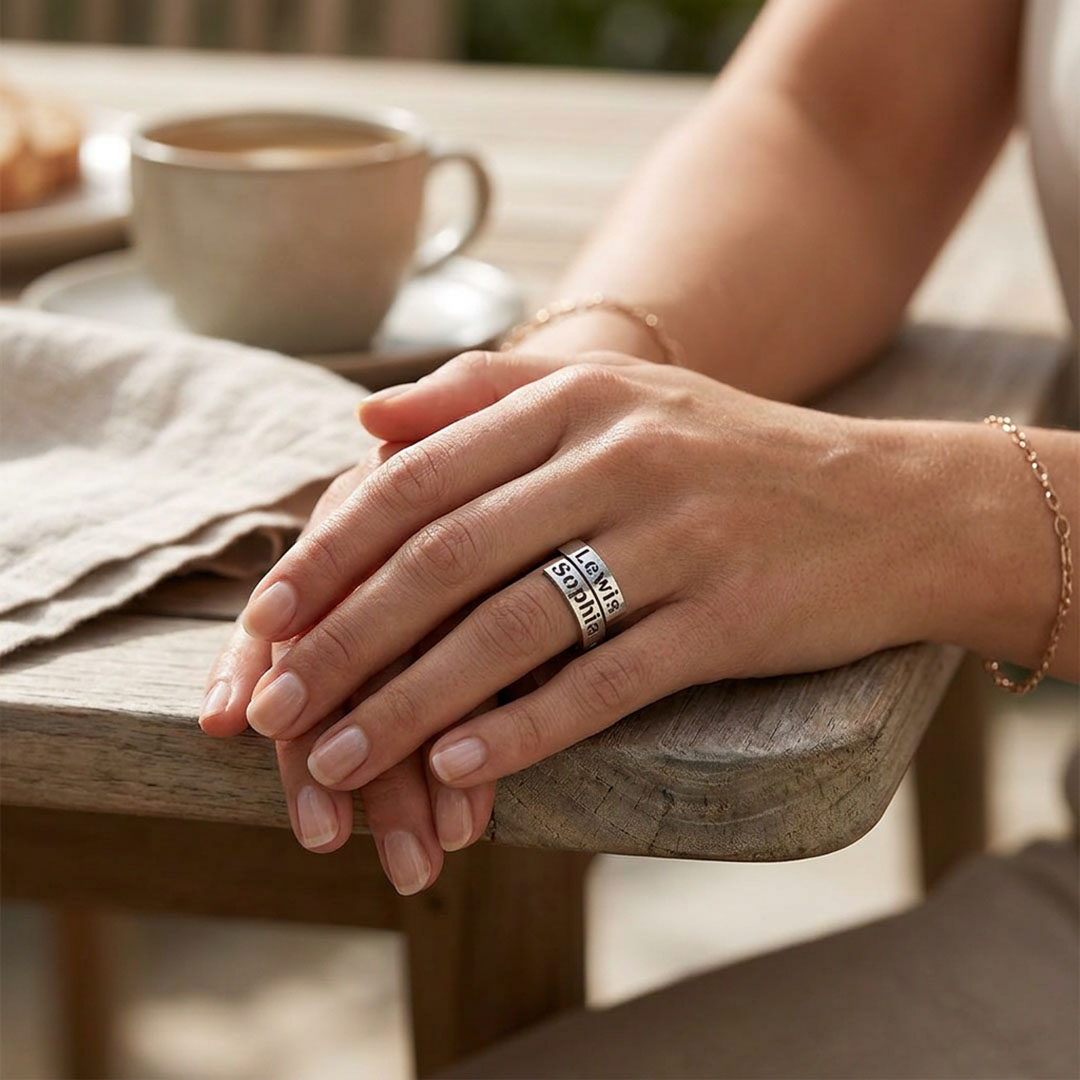 Custom Dual Names & Special Date Adjustable Couple Ring