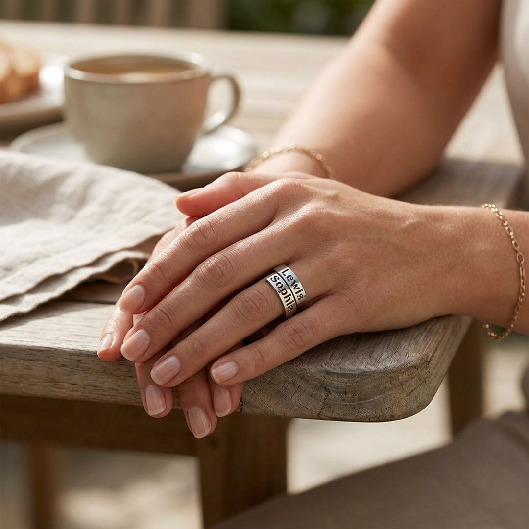 Custom Dual Names & Special Date Adjustable Couple Ring