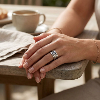 Custom Dual Names & Special Date Adjustable Couple Ring
