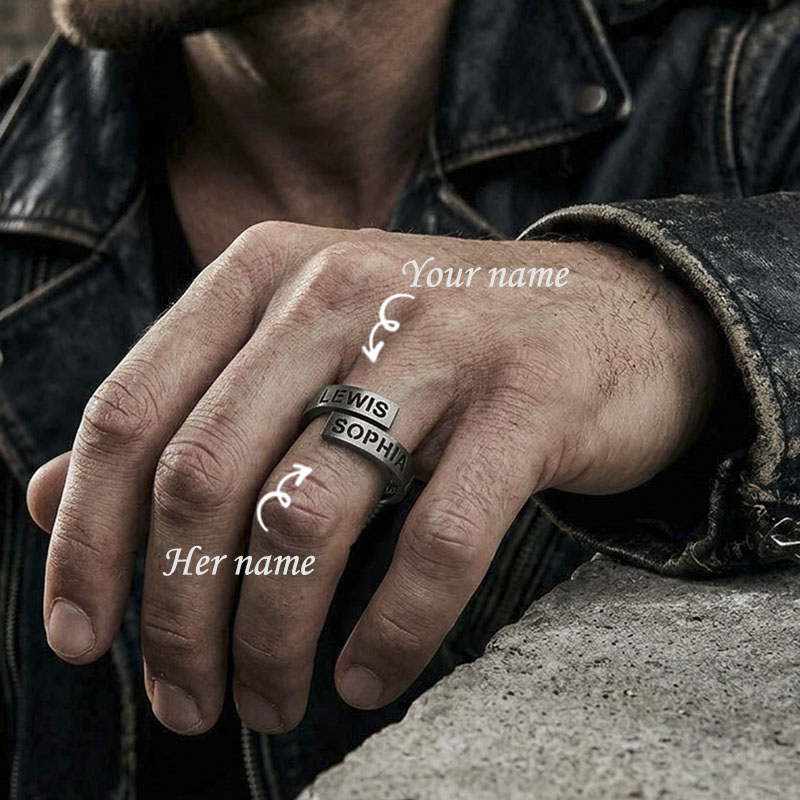 Custom Dual Names & Special Date Adjustable Couple Ring