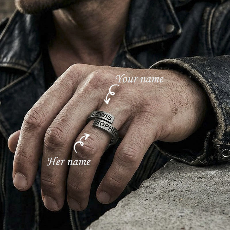 Custom Dual Names & Special Date Adjustable Couple Ring