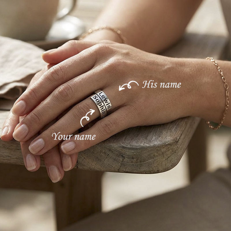 Custom Dual Names & Special Date Adjustable Couple Ring