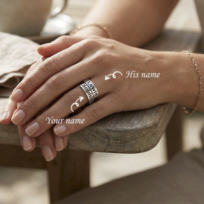 Custom Dual Names & Special Date Adjustable Couple Ring