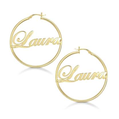 Mother's Day Gift Personalized Name Hoop Earrings for Her-Engravingift