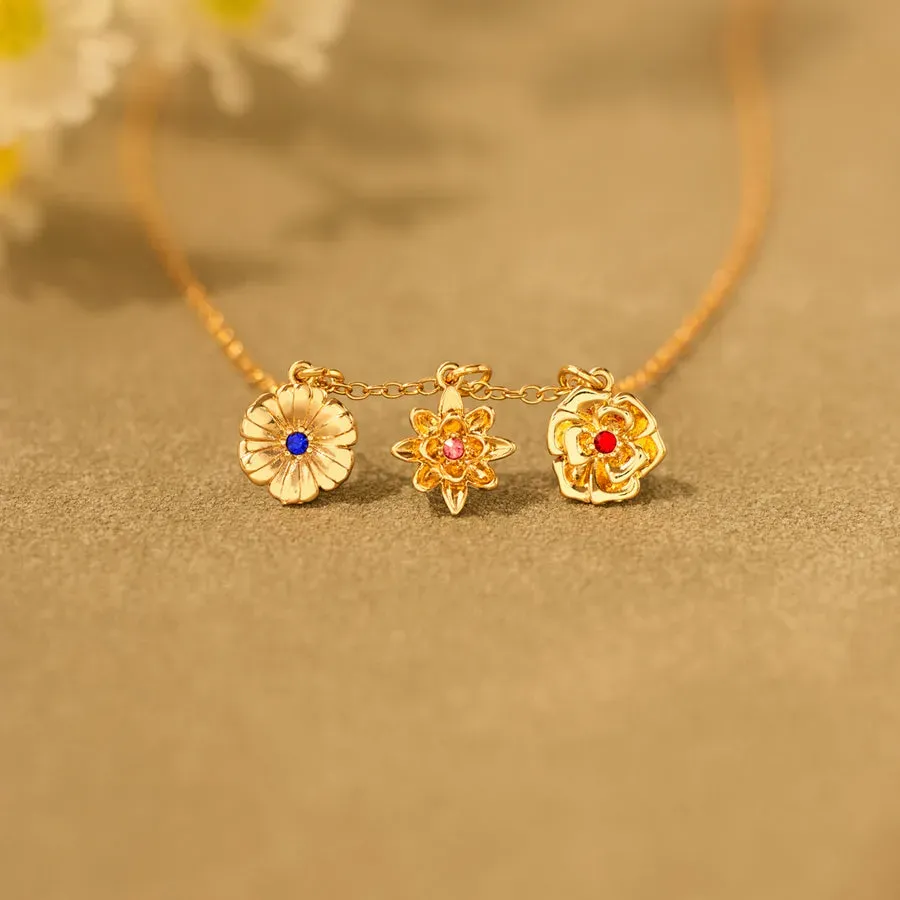 1-8 Three-Dimensional Birth Flowers Bracelet, Gift For Mom/Grandma/Wife