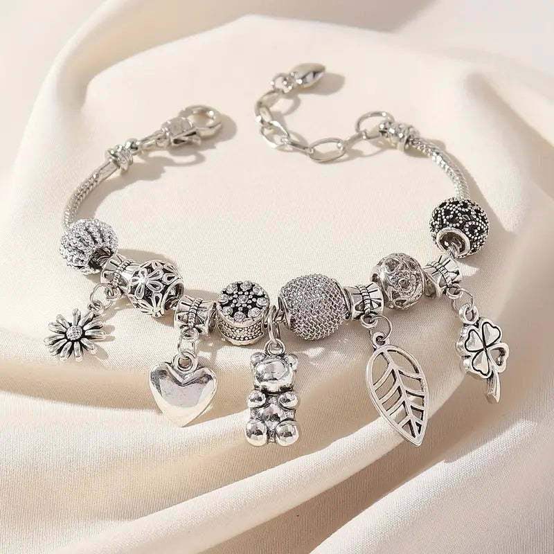 Mother's Day Sunflower & Love Heart Etc Shape Pendant Anklet Creative All-match Ankle Bracelet-Engravingift