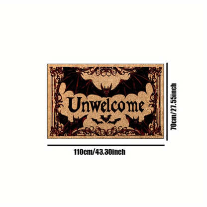 Halloween Bat Welcome Doormat – Non-Slip Heavyweight Plush Rug with Red Gothic Lettering – Indoor/Outdoor Entry Mat for Spooky Home Décor
