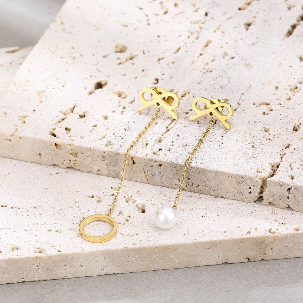 Mother's Day Gift Girls pearl hoop earrings-Engravingift