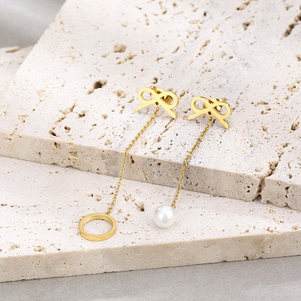 Mother's Day Gift Girls pearl hoop earrings-Engravingift