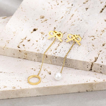 Mother's Day Gift Girls pearl hoop earrings-Engravingift