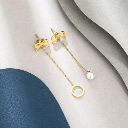 Mother's Day Gift Girls pearl hoop earrings-Engravingift