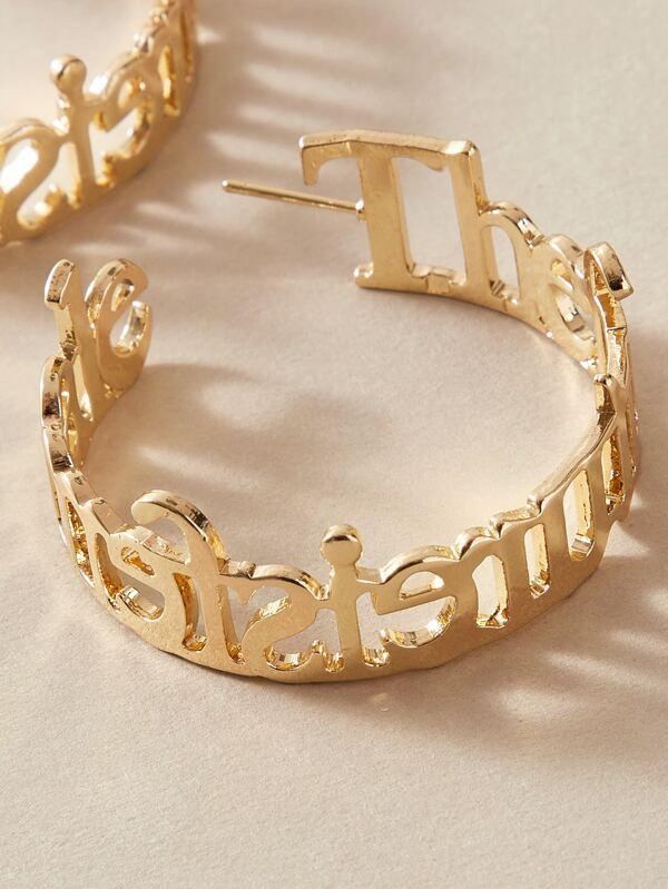Mother's Day Gift Personalized Name Cuff Hoop Earrings Gifts for Her-Engravingift