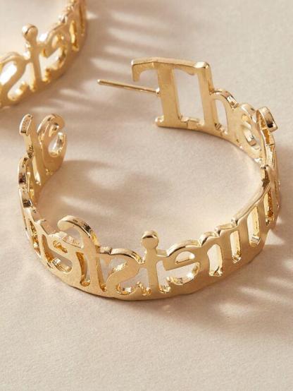 Mother's Day Gift Personalized Name Cuff Hoop Earrings Gifts for Her-Engravingift