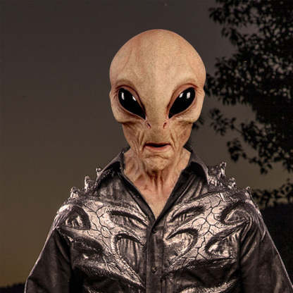 Hand-Painted Realistic Alien Face Mask Breathable Halloween Costume