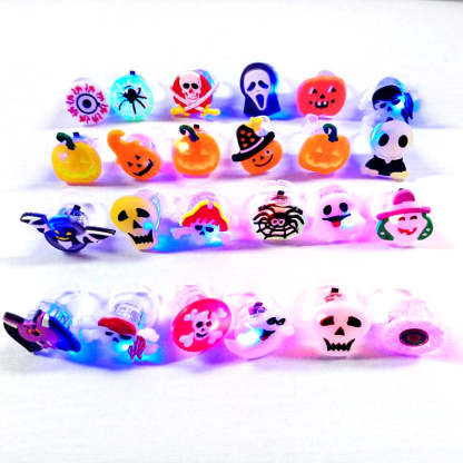 Halloween LED Glow Rings and Brooches Light-Up Costume Accessories