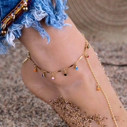 Mother's Day Gift Cuban Chain Anklet Rainbow Anklet Fashion Jewelry for Women-Engravingift