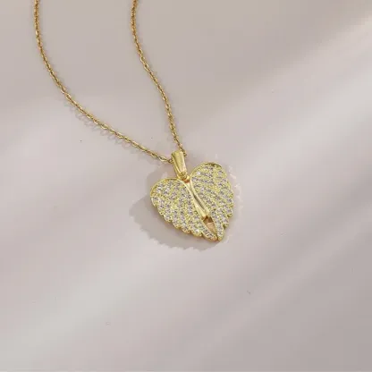 Angel Wing Heart Necklace – CZ Crystal Pendant Necklace For Women, Meaningful Love Gift